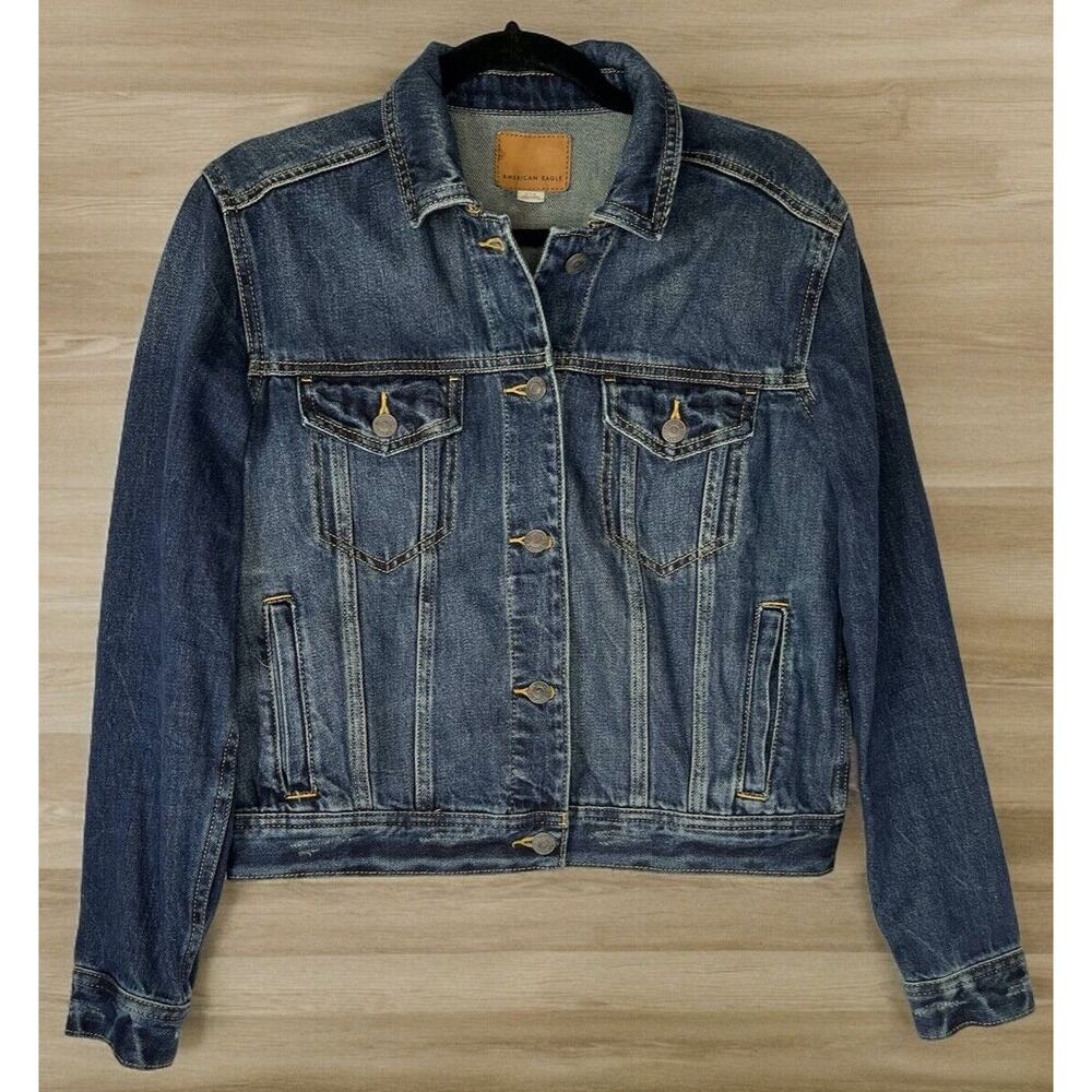 American Eagle Denim Jacket Women's Medium Wash Size S Cowgirl Western Trucker